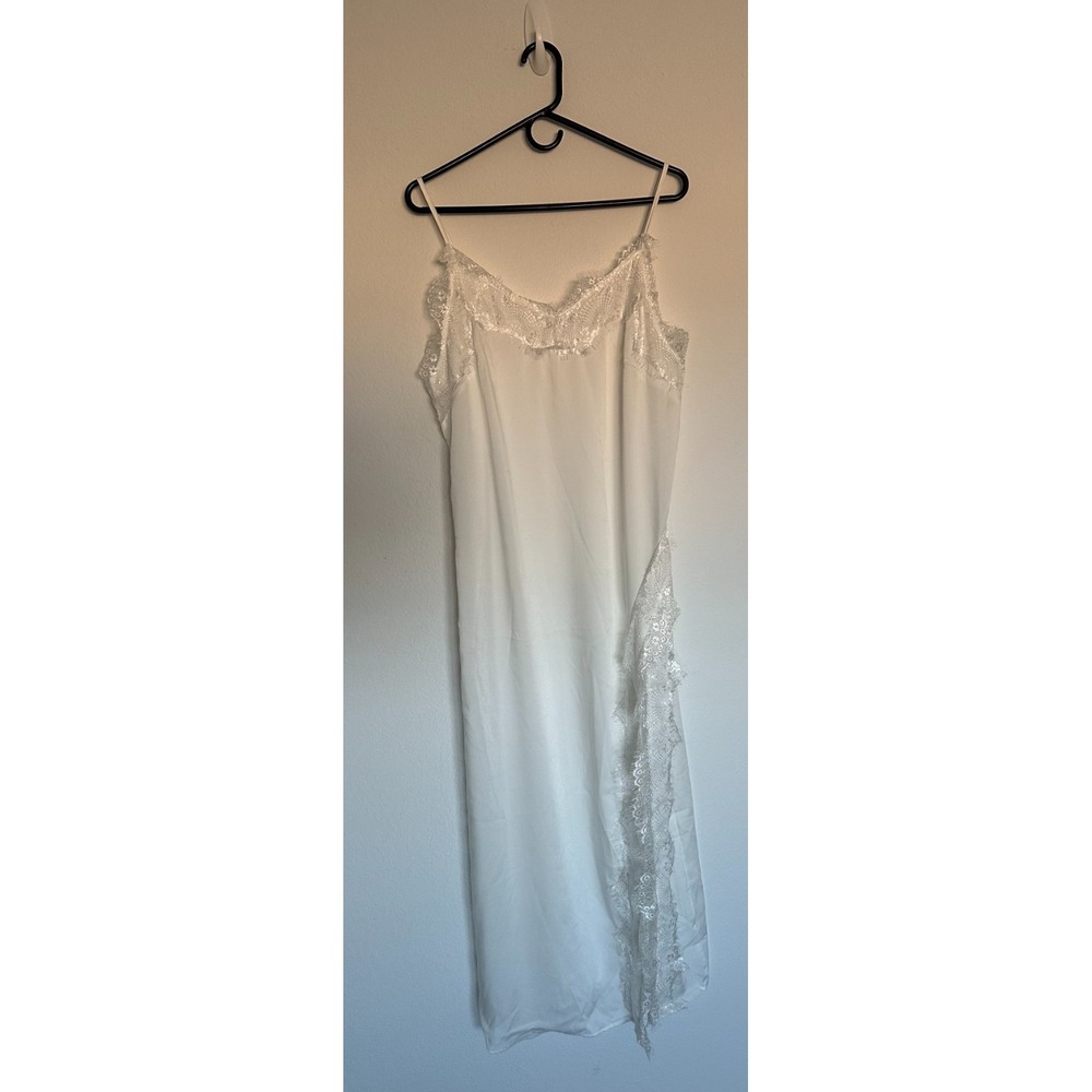 Womens Lace Mesh Trim Detail Satin Asymmetrical Dress XXL